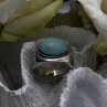 Vintage Modernist 925 Sterling Silver Turquoise Oval Ring Size 7