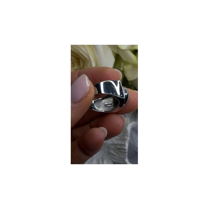 Vintage Modernist 925 Sterling Silver Turquoise Oval Ring Size 7