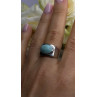Vintage Modernist 925 Sterling Silver Turquoise Oval Ring Size 7