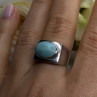 Vintage Modernist 925 Sterling Silver Turquoise Oval Ring Size 7