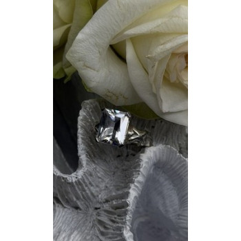 Art Deco Style 925 Sterling Silver Clear Cz Ring Size 7