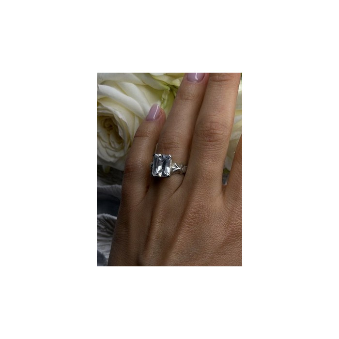 Art Deco Style 925 Sterling Silver Clear Cz Ring Size 7