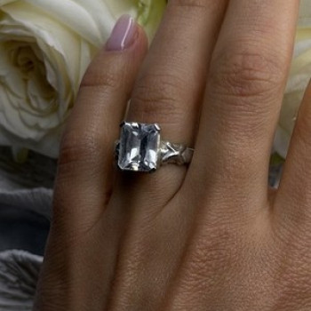 Art Deco Style 925 Sterling Silver Clear Cz Ring Size 7