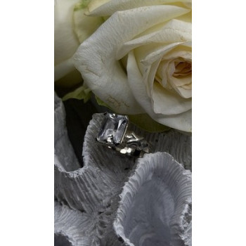 Art Deco Style 925 Sterling Silver Clear Cz Ring Size 7