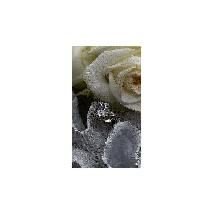 Art Deco Style 925 Sterling Silver Clear Cz Ring Size 7