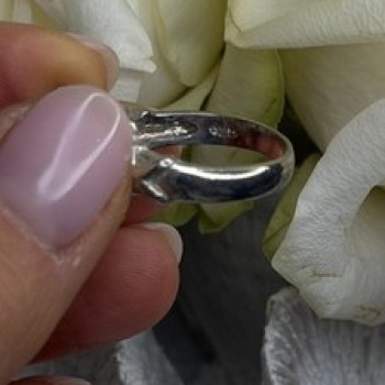 Art Deco Style 925 Sterling Silver Clear Cz Ring Size 7