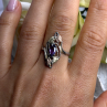 Vintage Filigree 925 Sterling Silver Blue & Clear Topaz Ring Size 8.5