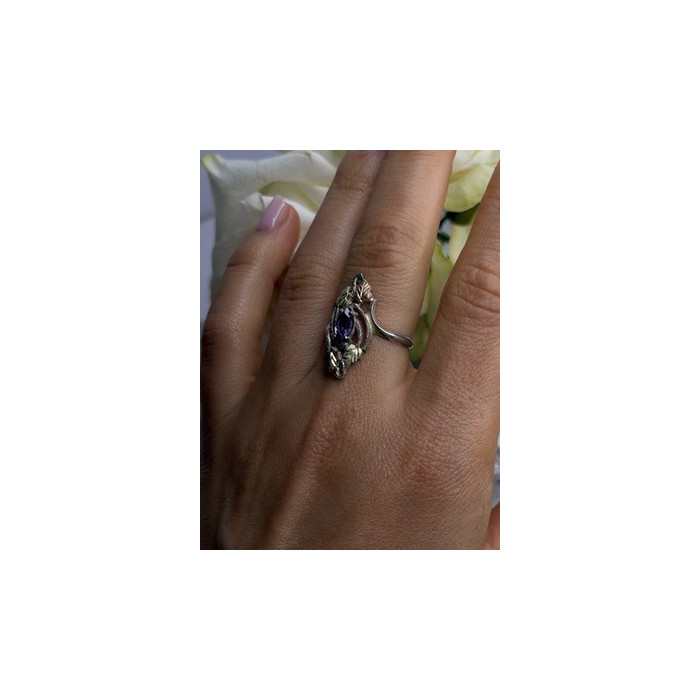 Vintage Filigree 925 Sterling Silver Blue & Clear Topaz Ring Size 8.5