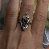 Vintage Filigree 925 Sterling Silver Blue & Clear Topaz Ring Size 8.5