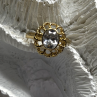 Floral Halo 925 Sterling Silver Gold Plated Clear Cz Ring Size 6.5
