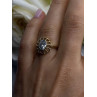 Floral Halo 925 Sterling Silver Gold Plated Clear Cz Ring Size 6.5