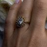 Floral Halo 925 Sterling Silver Gold Plated Clear Cz Ring Size 6.5
