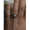 Floral Halo 925 Sterling Silver Gold Plated Clear Cz Ring Size 6.5