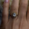 Floral Halo 925 Sterling Silver Gold Plated Clear Cz Ring Size 6.5