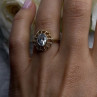 Floral Halo 925 Sterling Silver Gold Plated Clear Cz Ring Size 6.5