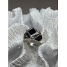 925 Sterling Silver Black Enamel & Black Diamonds Men's Ring Size 8.3