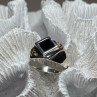 925 Sterling Silver Black Enamel & Black Diamonds Men'S Ring Size 8.3