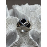 925 Sterling Silver Black Enamel & Black Diamonds Men's Ring Size 8.3