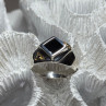 925 Sterling Silver Black Enamel & Black Diamonds Men'S Ring Size 8.3