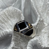 925 Sterling Silver Black Enamel & Black Diamonds Men'S Ring Size 8.3