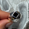 925 Sterling Silver Black Enamel & Black Diamonds Men'S Ring Size 8.3