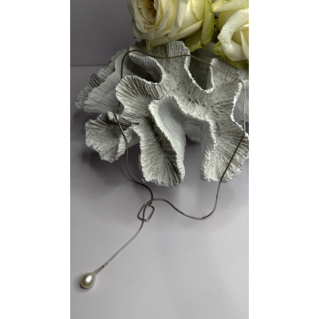 925 Sterling Silver Snake Chain Necklace With Freshwater Pearl Drop Pendant