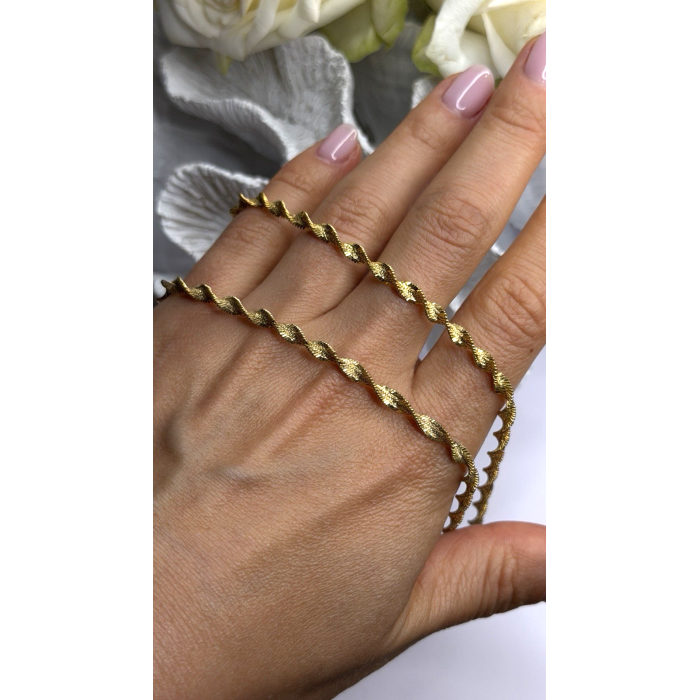 Italy 925 Sterling Silver Gold Plated Mesh Chain Necklace Spiral Link