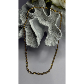Italy 925 Sterling Silver Gold Plated Mesh Chain Necklace Spiral Link