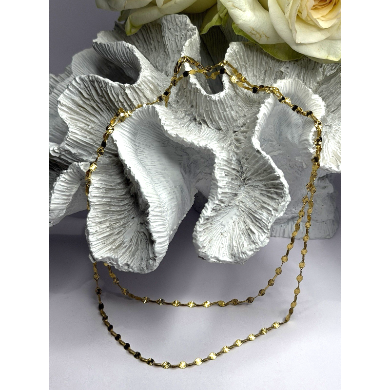 Italy 925 Sterling Silver Gold Plated Chain Sparkle Station Necklace