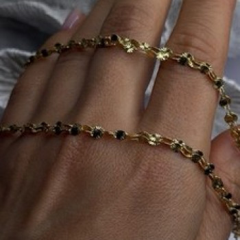 Italy 925 Sterling Silver Gold Plated Chain Sparkle Station Necklace