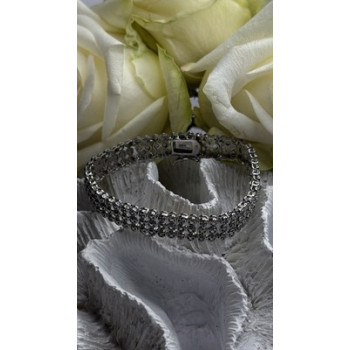 Elegant Multi Row 925 Sterling Silver Tennis Clear White Topaz Stones Bracelet 7