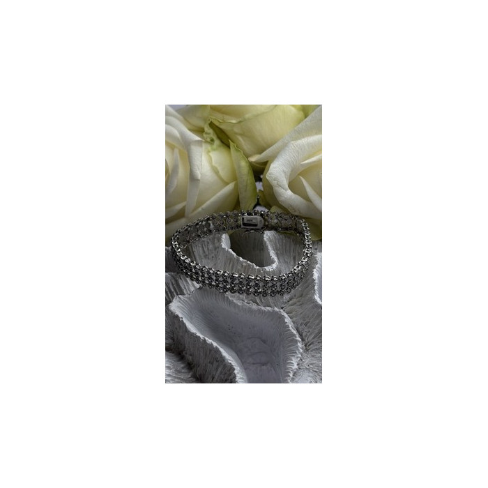 Elegant Multi Row 925 Sterling Silver Tennis Clear White Topaz Stones Bracelet 7