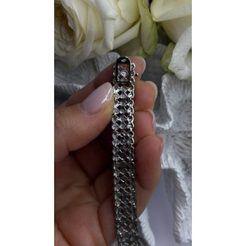 Elegant Multi Row 925 Sterling Silver Tennis Clear White Topaz Stones Bracelet 7