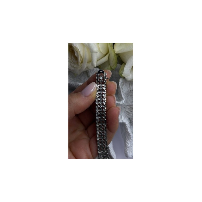 Elegant Multi Row 925 Sterling Silver Tennis Clear White Topaz Stones Bracelet 7