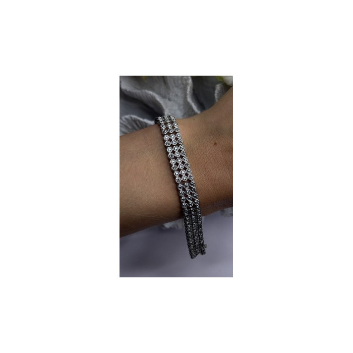 Elegant Multi Row 925 Sterling Silver Tennis Clear White Topaz Stones Bracelet 7