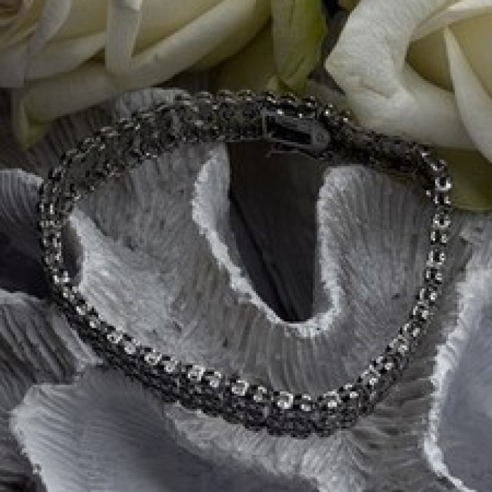 Elegant Multi Row 925 Sterling Silver Tennis Clear White Topaz Stones Bracelet 7
