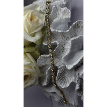 Elegant Tennis 925 Sterling Silver Gold Plated Bracelet Size 8