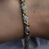 Elegant Tennis 925 Sterling Silver Gold Plated Bracelet Size 8