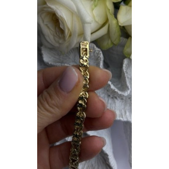 Elegant Tennis 925 Sterling Silver Gold Plated Bracelet Size 8