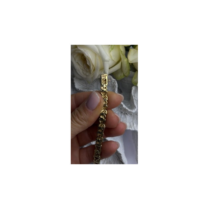 Elegant Tennis 925 Sterling Silver Gold Plated Bracelet Size 8
