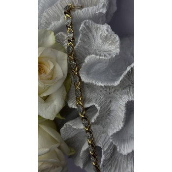 Elegant Tennis 925 Sterling Silver Gold Plated Bracelet Size 8