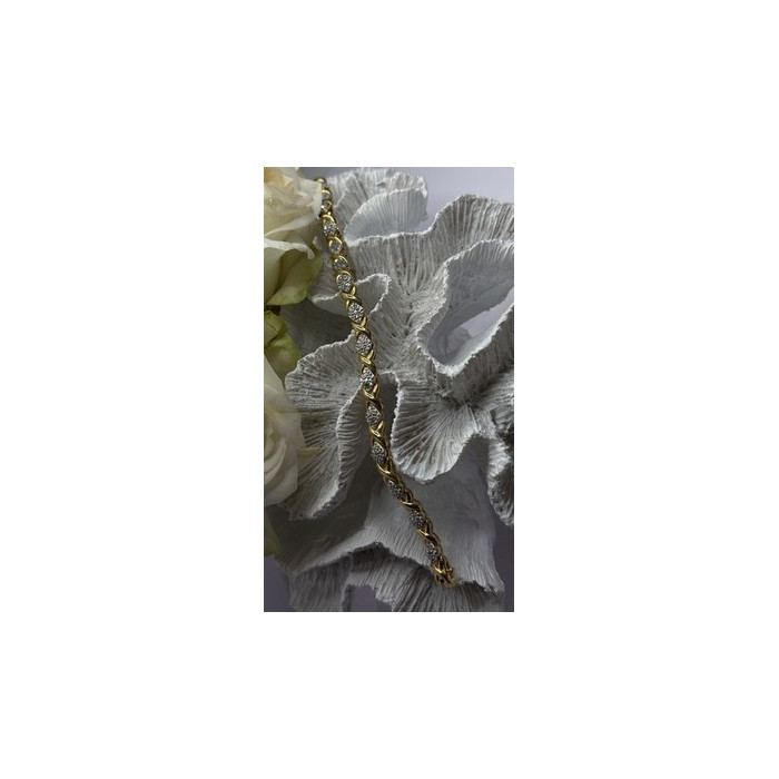 Elegant Tennis 925 Sterling Silver Gold Plated Bracelet Size 8