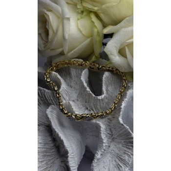 Elegant Tennis 925 Sterling Silver Gold Plated Bracelet Size 8