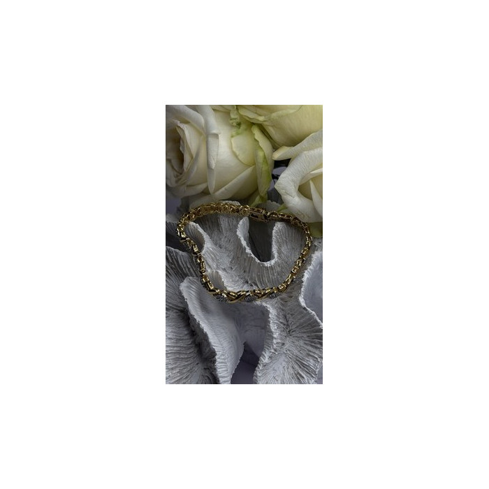Elegant Tennis 925 Sterling Silver Gold Plated Bracelet Size 8