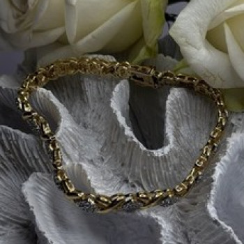 Elegant Tennis 925 Sterling Silver Gold Plated Bracelet Size 8
