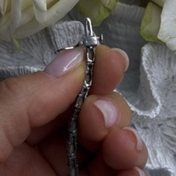 Tennis 925 Sterling Silver Fire Opal & Beryl Link Bracelet Size 7.5