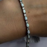 Tennis 925 Sterling Silver Fire Opal & Beryl Link Bracelet Size 7.5