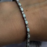 Tennis 925 Sterling Silver Fire Opal & Beryl Link Bracelet Size 7.5