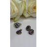 925 Sterling Silver Amethyst Set Floral Filigree Ring Pendant & Earrings