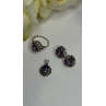 925 Sterling Silver Amethyst Set Floral Filigree Ring Pendant & Earrings
